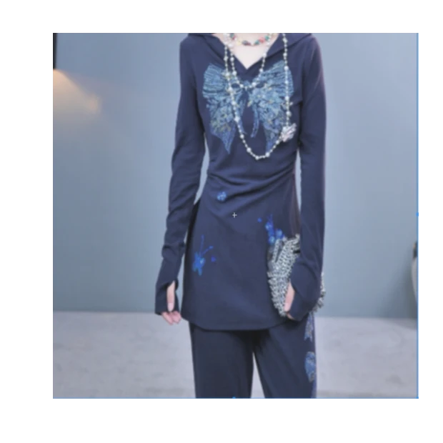 TCH（单件裤子）私服秋款烫钻工艺时尚百搭休闲条纹裤子女轻奢tch