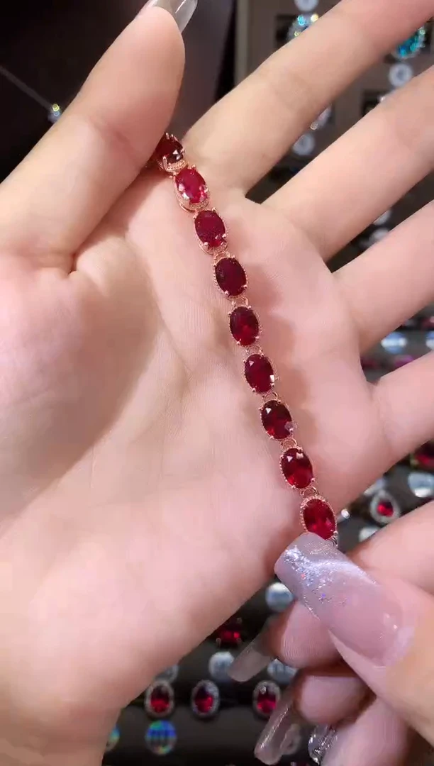 无925银酒红手链
