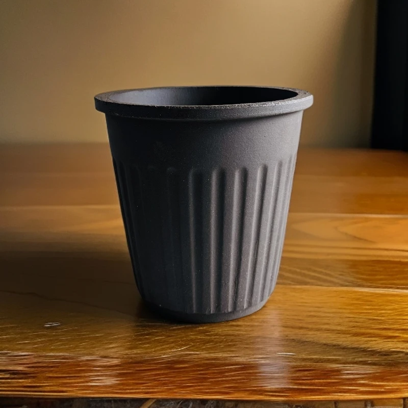 20口径纯黑巧克力质朴透气吸水粗陶盆浓颜系绿植