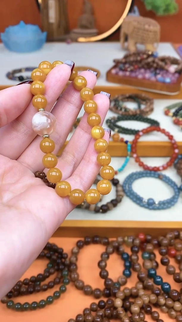 【闪购商品】蜜蜡手链未镶嵌单圈蜜蜡玛瑙手串