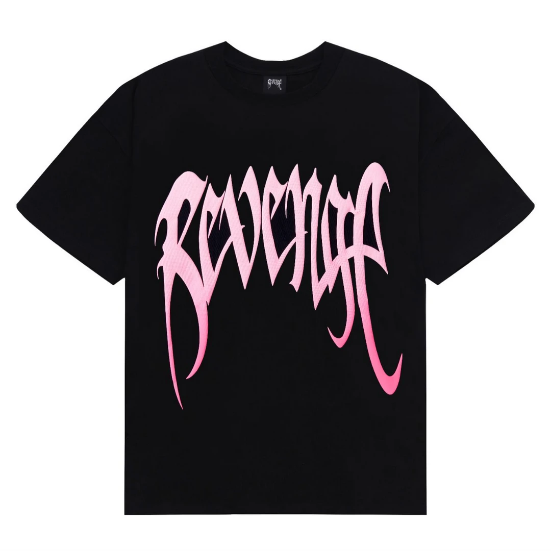 REVENGE GRADUATED COLOR TEE BLACK/PINK 粉色印花短袖黑色