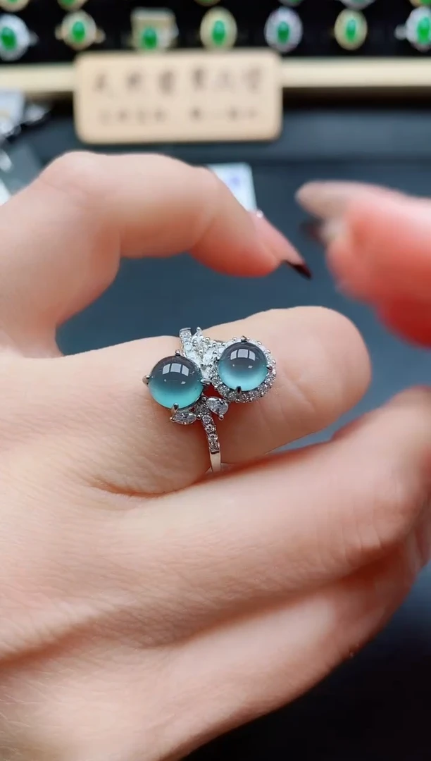 银S925镶嵌戒指翡翠1