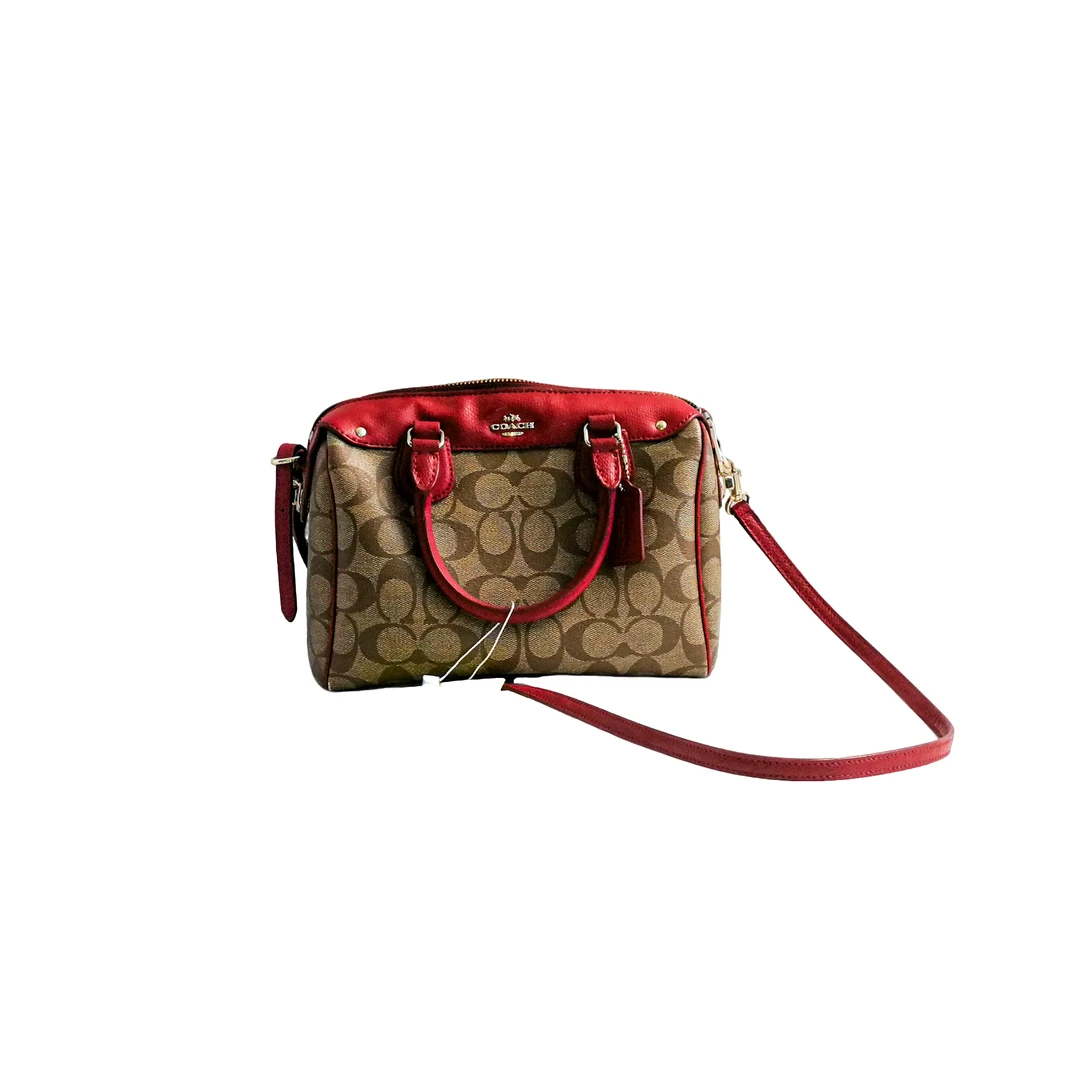 95新 COACH/蔻驰 coach  红边老花波士顿包    021636