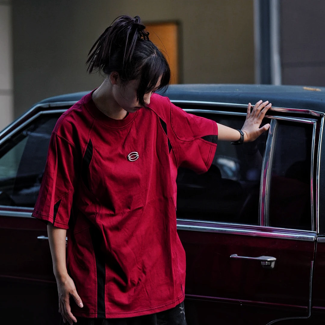 XLUN 明星同款重磅涂鸦短袖 拼接印花宽松不规则男女款