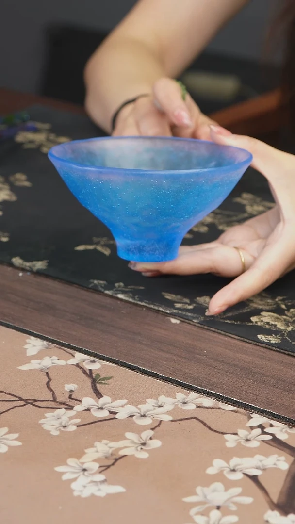 手工艺品琉璃蓝粉色建盏