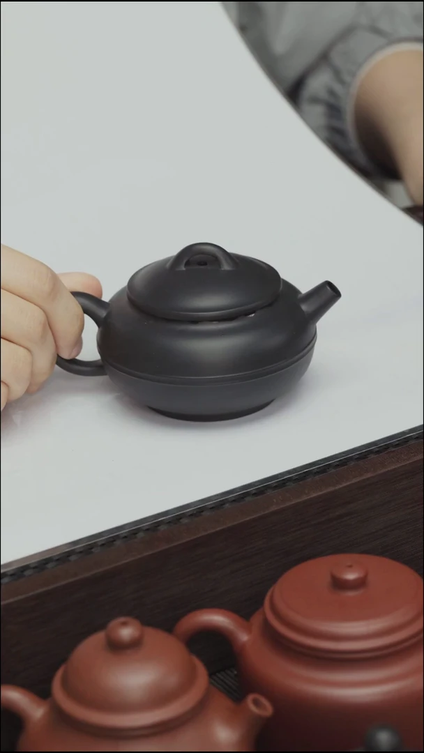 茶壶紫砂紫泥线圆150cc半手还原烧