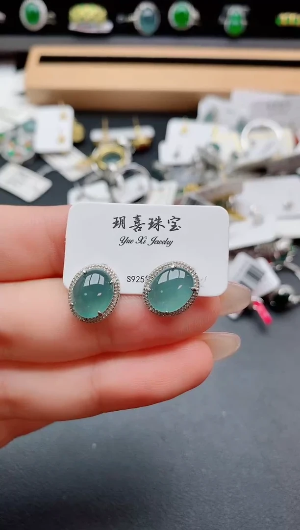 银S925镶嵌戒指翡翠3
