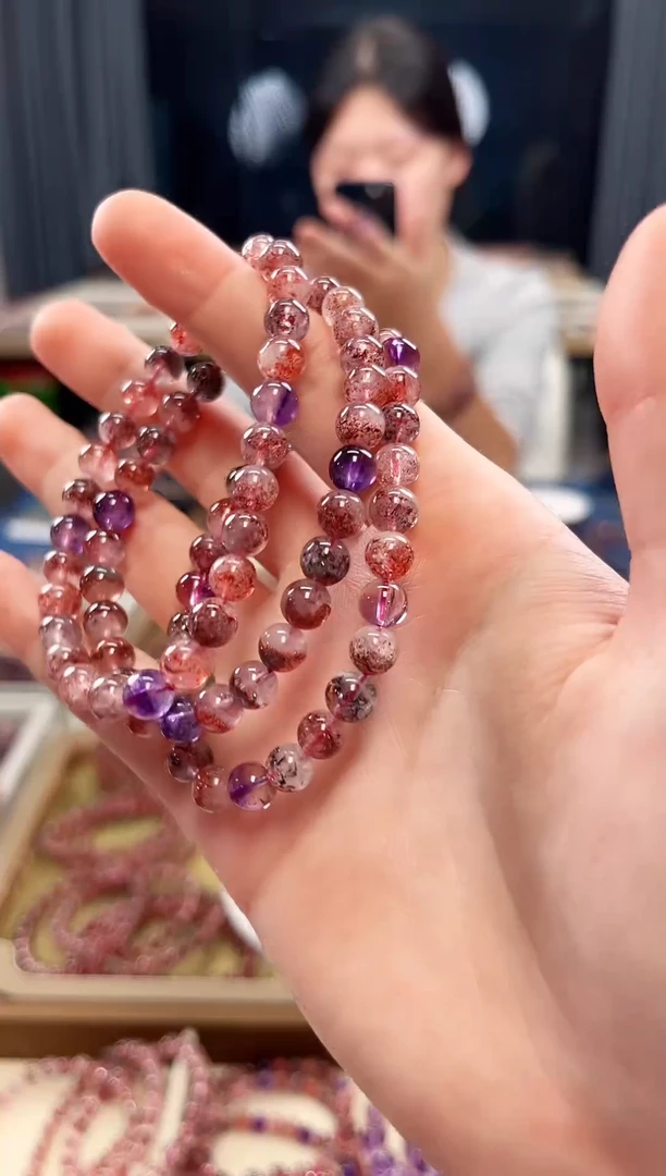 未镶嵌手串水晶黑加仑桃花醉超七单圈手串6mm【多样式发货】