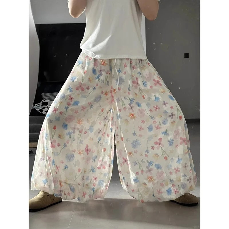 碎花阔腿花苞裙裤女款夏季梨形身材显瘦休闲宽松气球灯笼裤裙胖mm