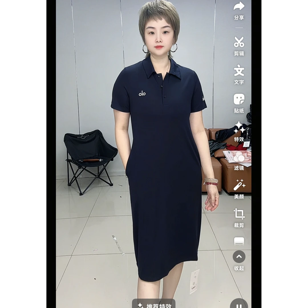 小施家时尚翻领刺绣显瘦遮肉冰爽高品连衣裙2539