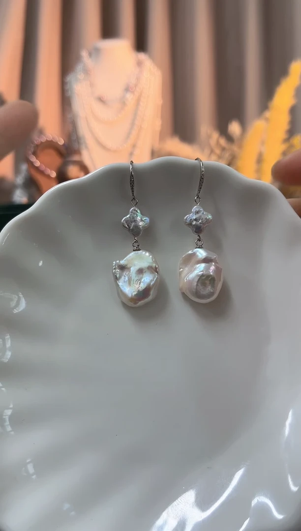 银S925镶嵌耳饰淡水珍珠天然钻巴耳饰福利款