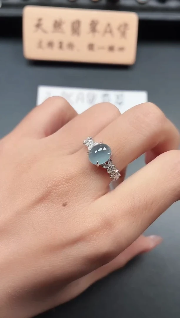 银S925镶嵌戒指翡翠1