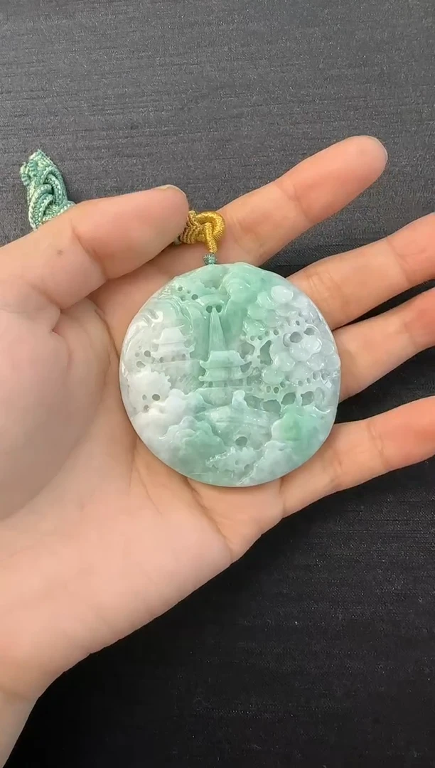 颈饰未镶嵌翡翠山水吊坠-583454