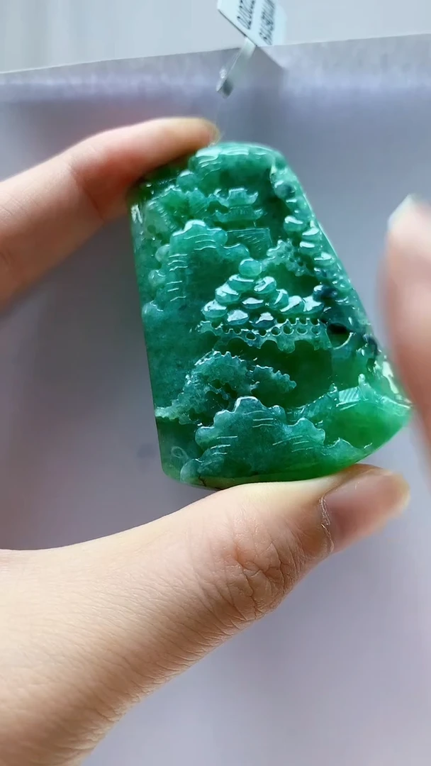 未镶嵌定制翡翠4688zm-毛货挂件山水17