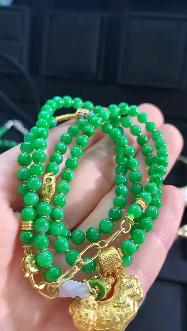 【闪购商品】翡翠颈饰18K金镶嵌珠串