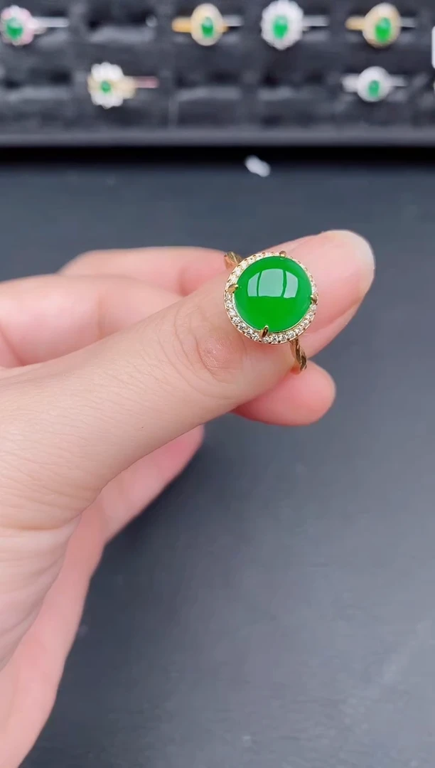 银S925镶嵌戒指翡翠天然a货翡翠146