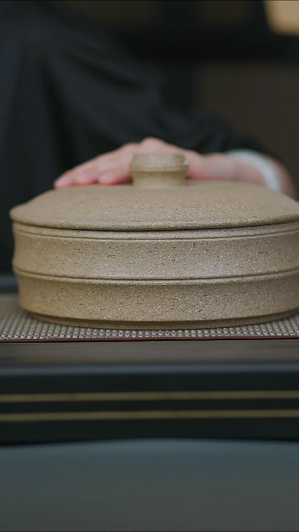 茶壶紫砂诺**舟01-粗砂段泥饼茶醒茶罐