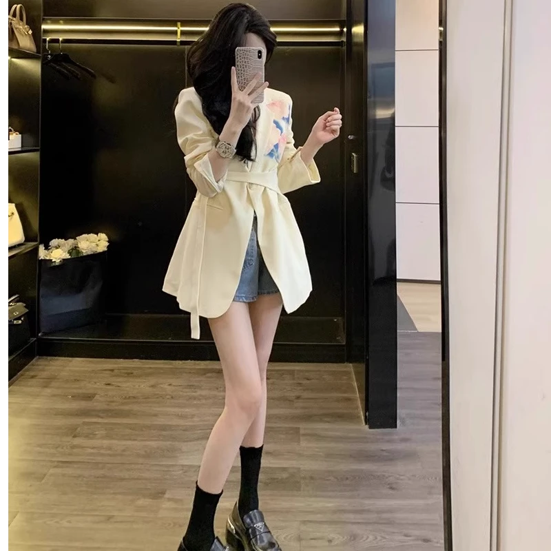 2025年夏季新款小众不撞款扎染修身小个子时尚收腰西装职业外套