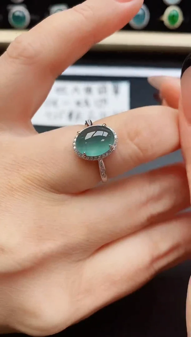 翡翠戒指银S925镶嵌8050