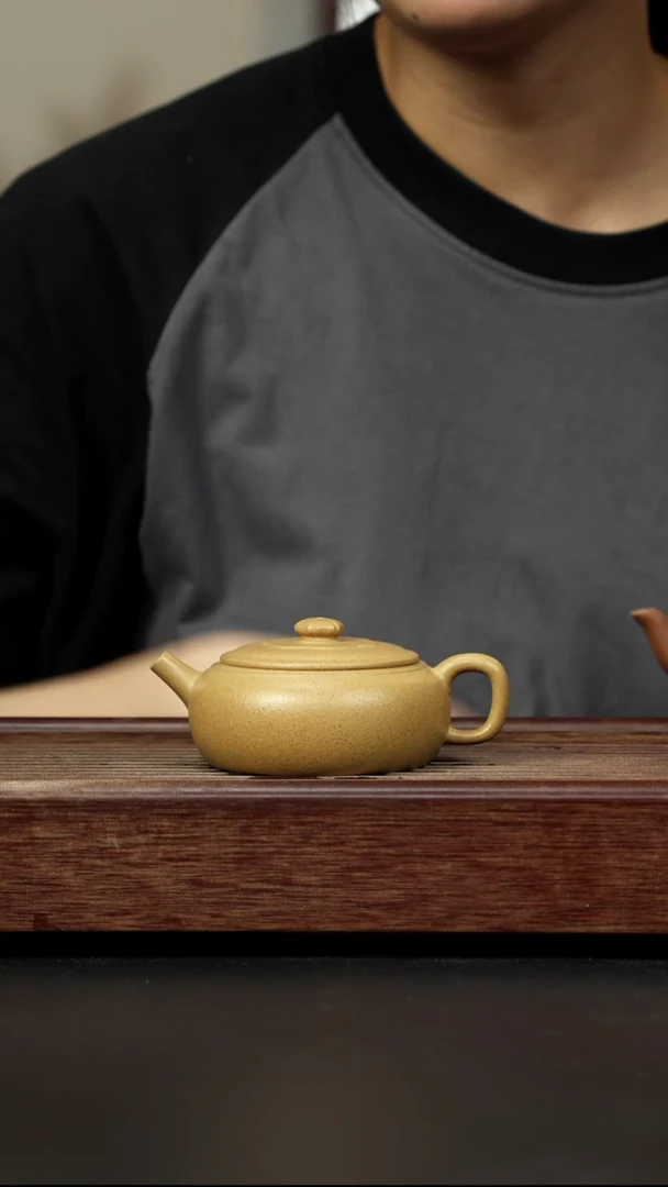 紫砂茶壶超矿标黄金段 菊钮石鼓
