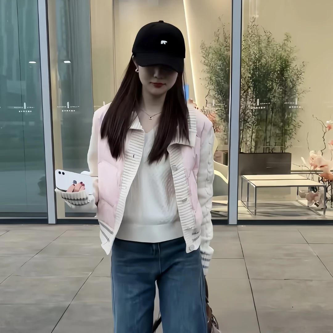 2025新款拼接保暖棉服短款女宽松气质设计师翻领小香风棉衣学院风