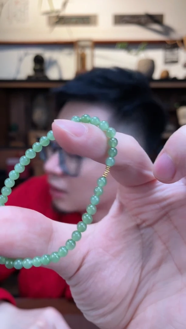 【闪购商品】和田玉手串18K金镶嵌18K碧玉手串YX