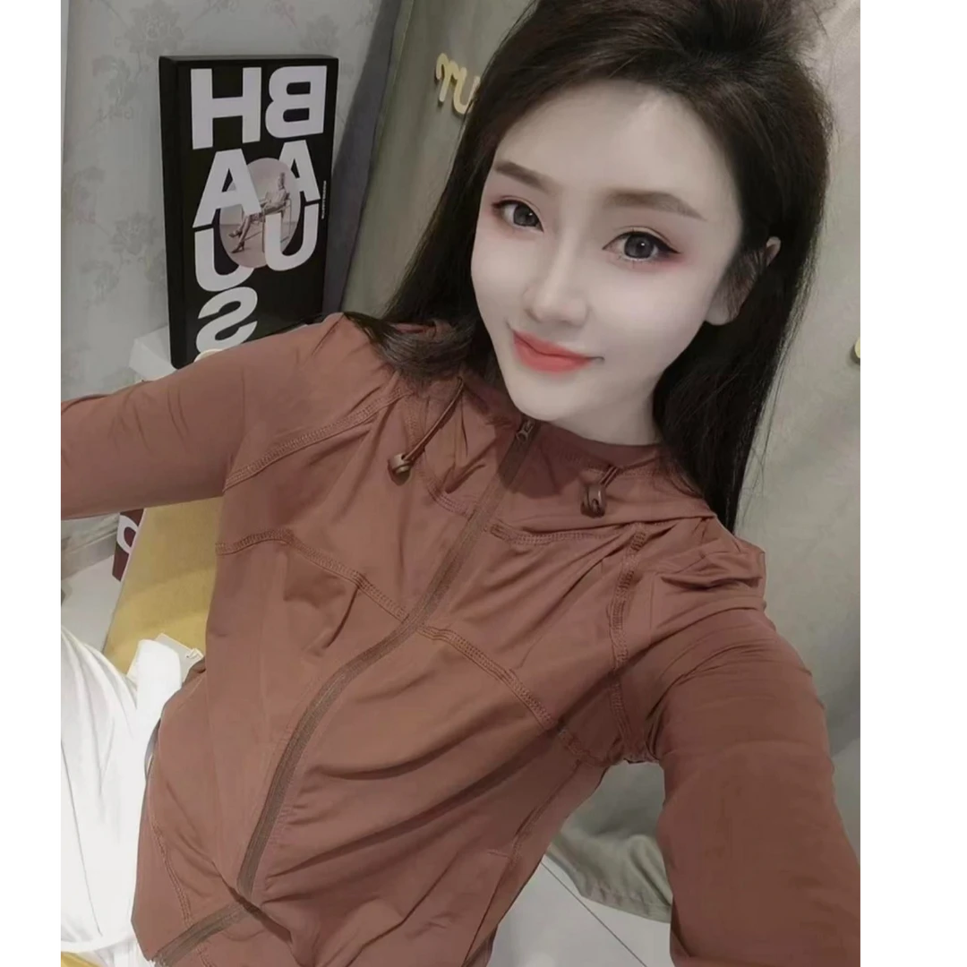 薄款长袖宽松型连帽短外套速干弹力防风女士风衣衣中款#001防晒衣