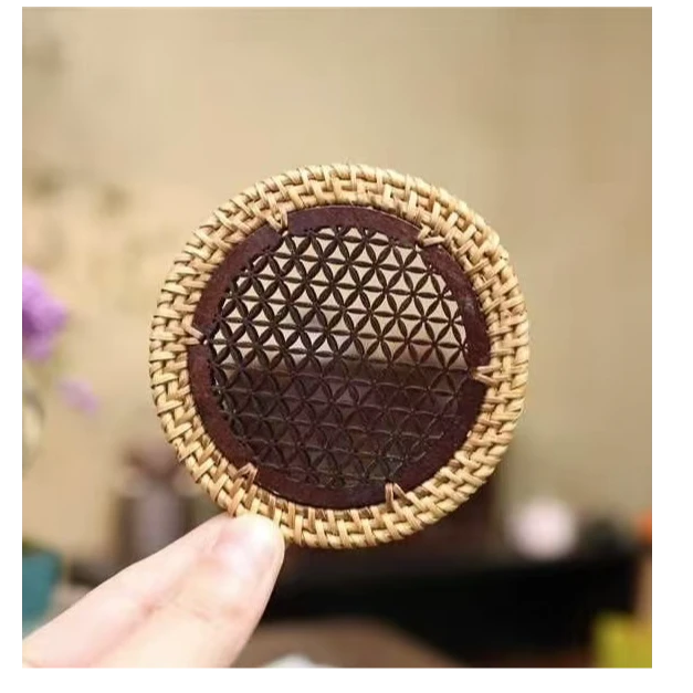 纳兰 镂空米子纹木片杯垫（XJFQ18-25-2）