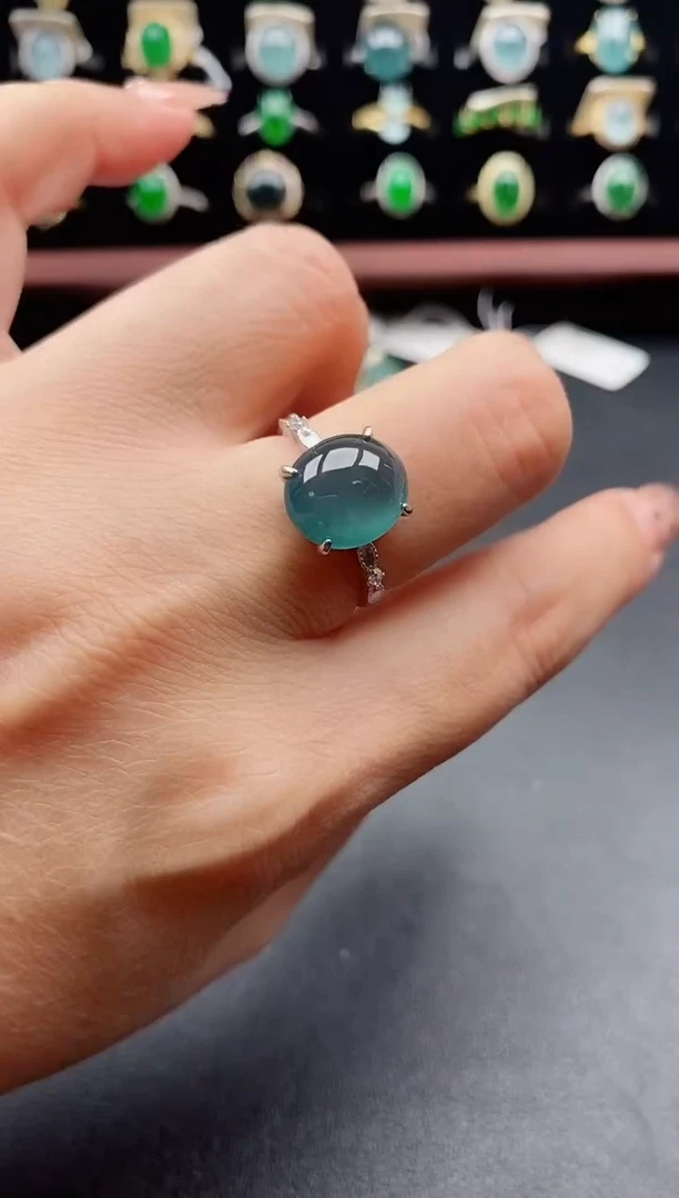 银S925镶嵌戒指翡翠1