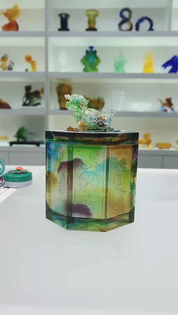 琉璃手工艺品古法琉璃龙龟罐
