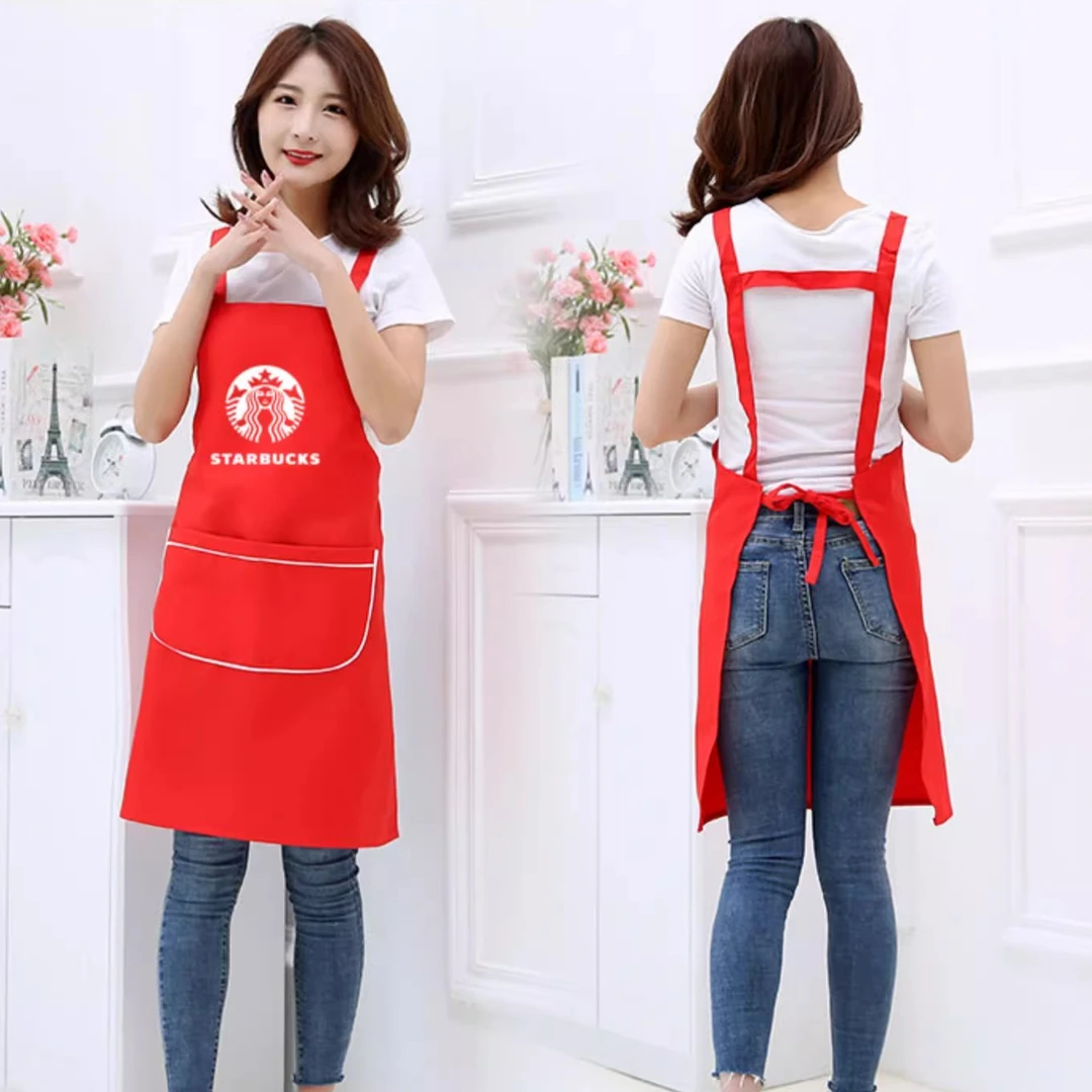 围裙定制logo印字家用厨房服务员女男超市餐饮广告工作服订做028