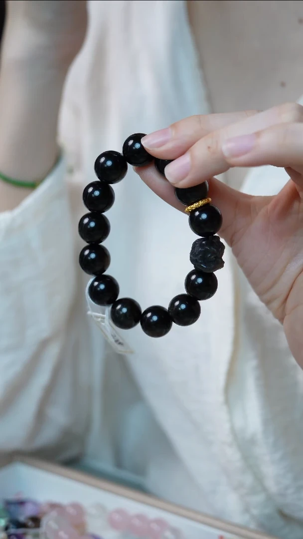 未镶嵌黑曜岩手串2-14+mm珠串/姿/1P