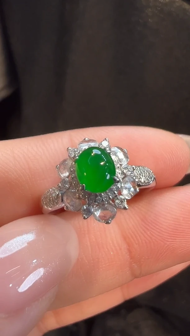 18K金镶嵌戒指翡翠AL6戒指