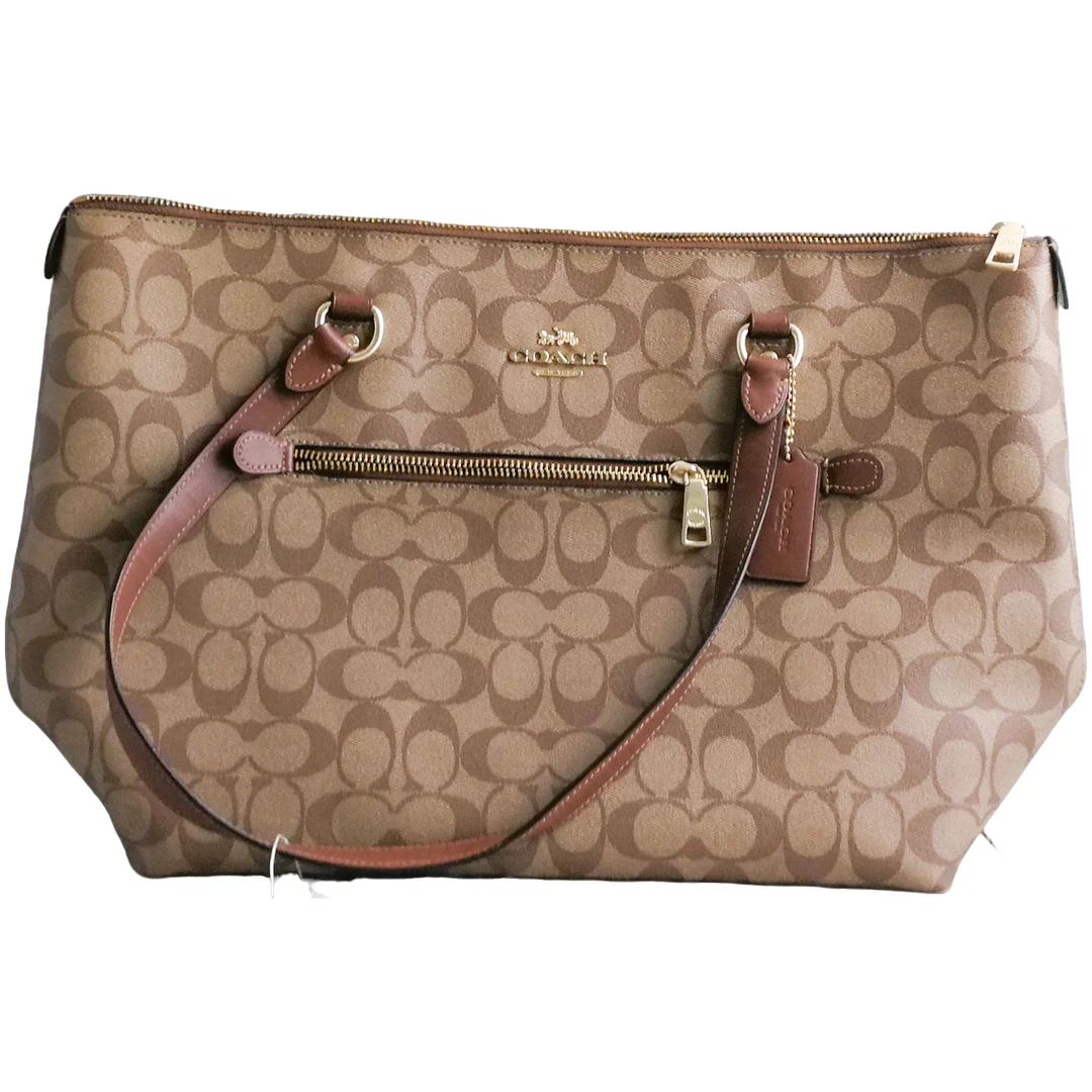 95新 COACH/蔻驰 coach  棕老花托特包  072815