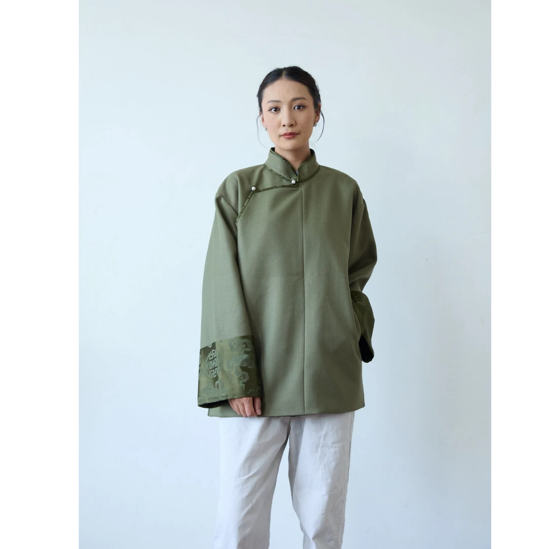 诺日原创民族服饰缎面拼接宽松外套