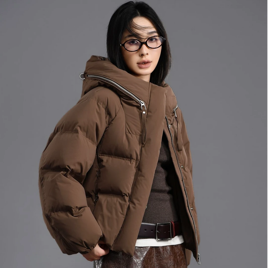 时尚连帽羽绒服女款2024冬香新款加厚促呼外套