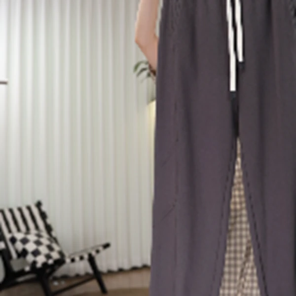 线条分割强垂坠薄感小毛圈感束口卫裤春款常规厚度时尚TRZY0535