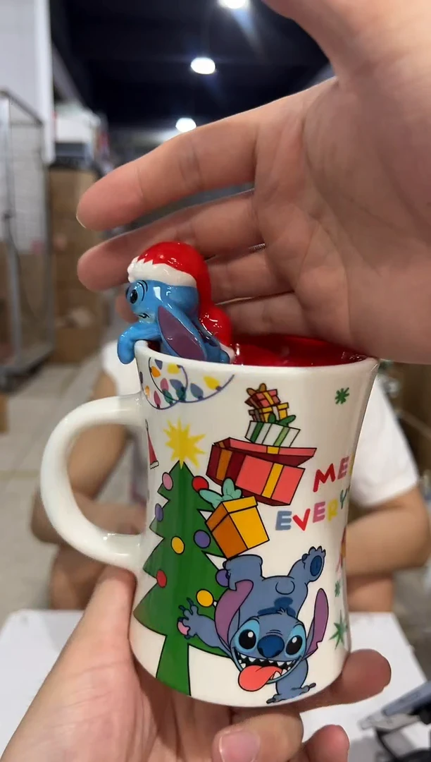 瓷片原盒圣诞史迪仔小蛮腰01款麋鹿水杯