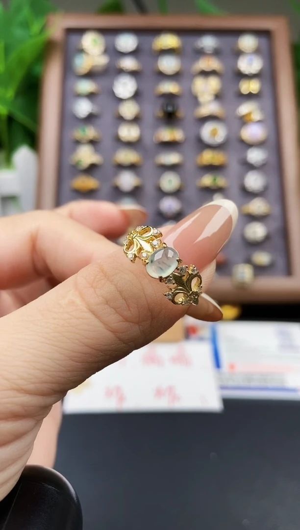 银S925镶嵌戒指翡翠12