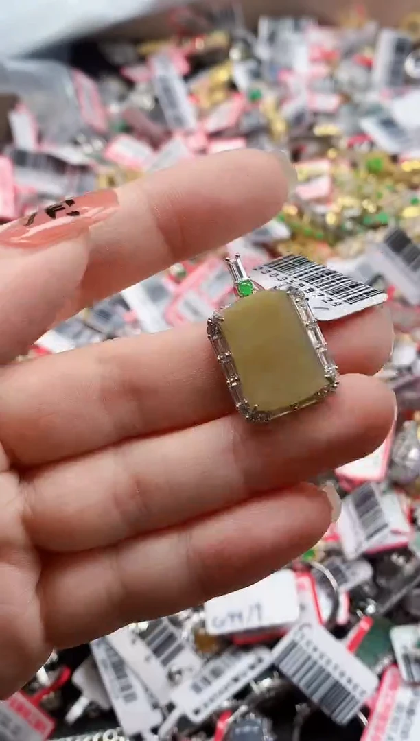 银S925镶嵌戒指翡翠天然A货缅甸翡翠