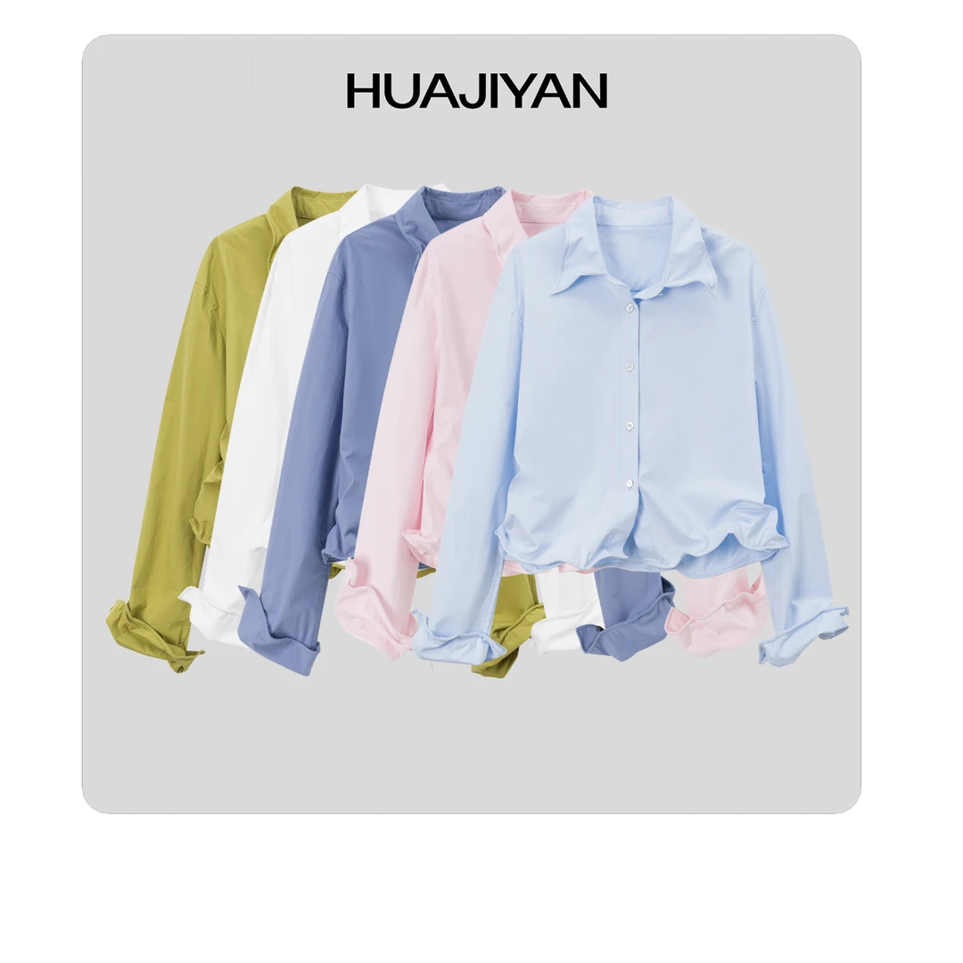 华吉言/HUAJIYAN【扭扭乐】创意扭扭乐随意调节短款衬衣