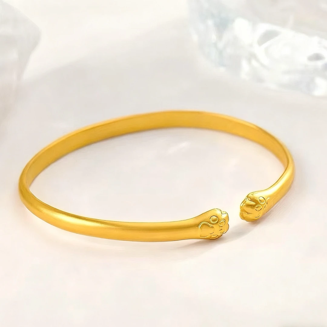 猫爪开口手镯足金9999