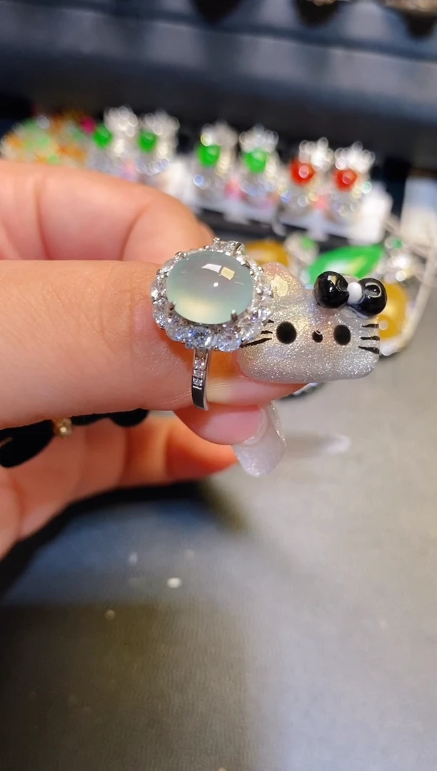 银S925镶嵌翡翠耳饰天然