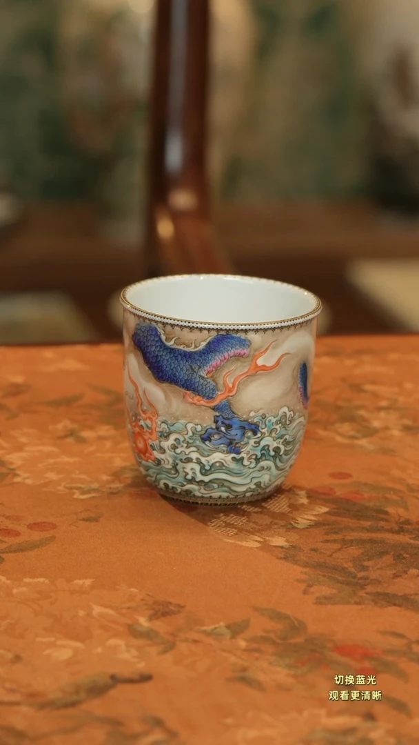 永**是手绘粉彩庭训化龙图岩茶杯