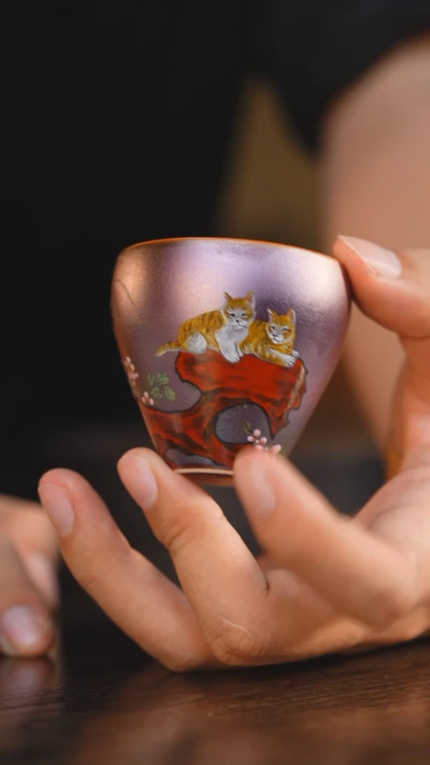 63柴房陶瓷柴烧猫杯