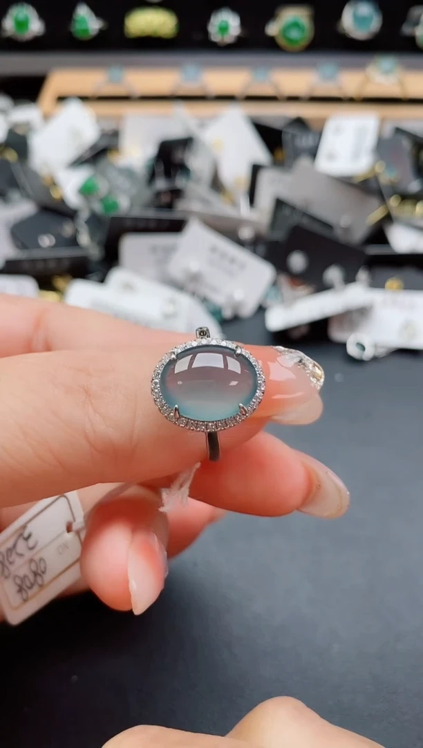 银S925镶嵌戒指翡翠1