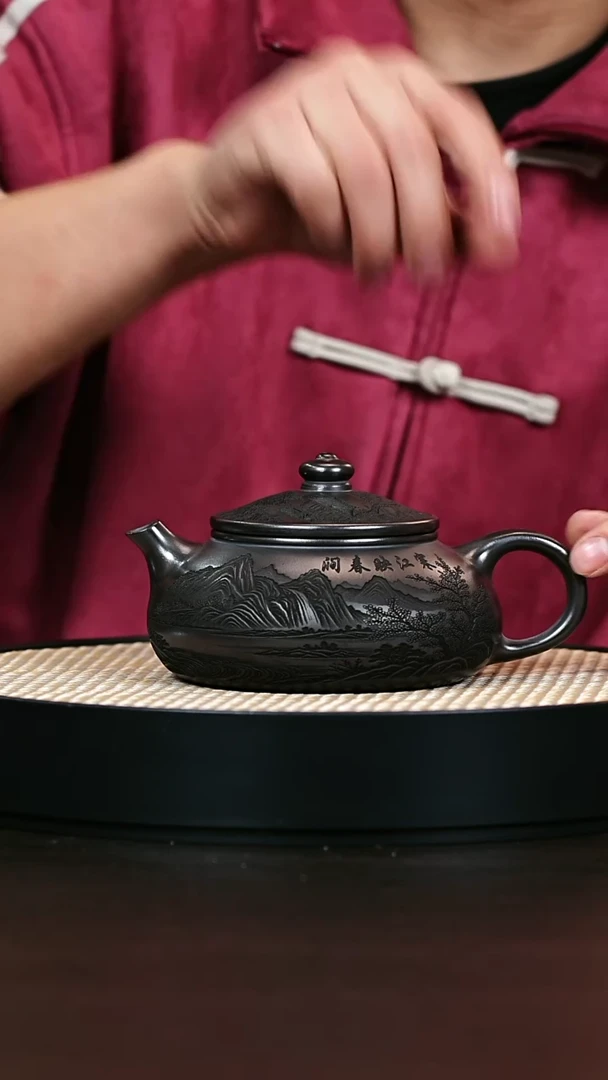 茶壶紫砂石黄 寒江