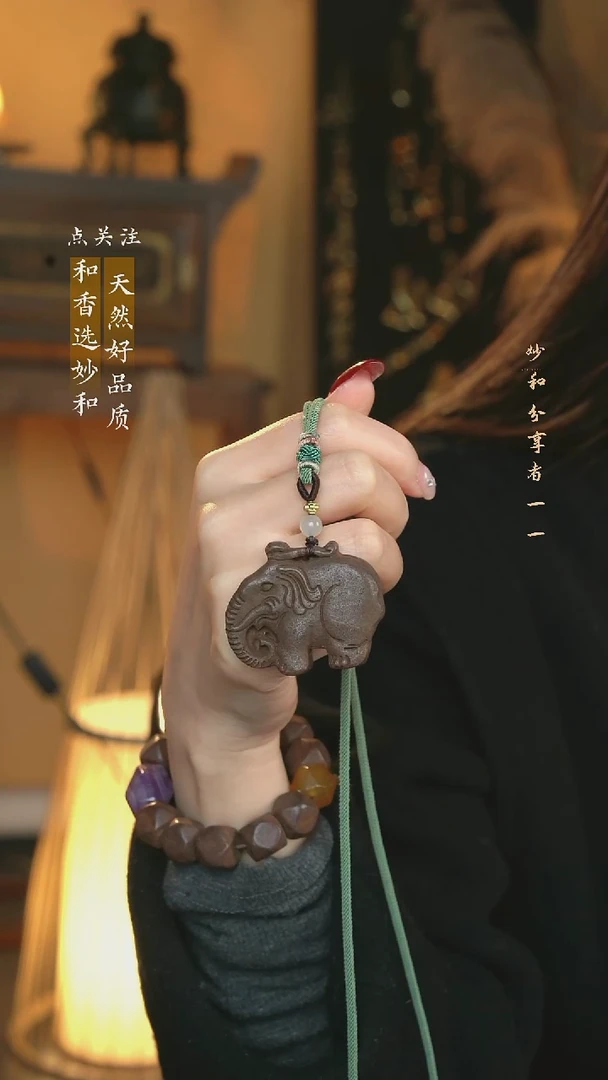 泥塑次第花开六牙吉象福利脖挂款式