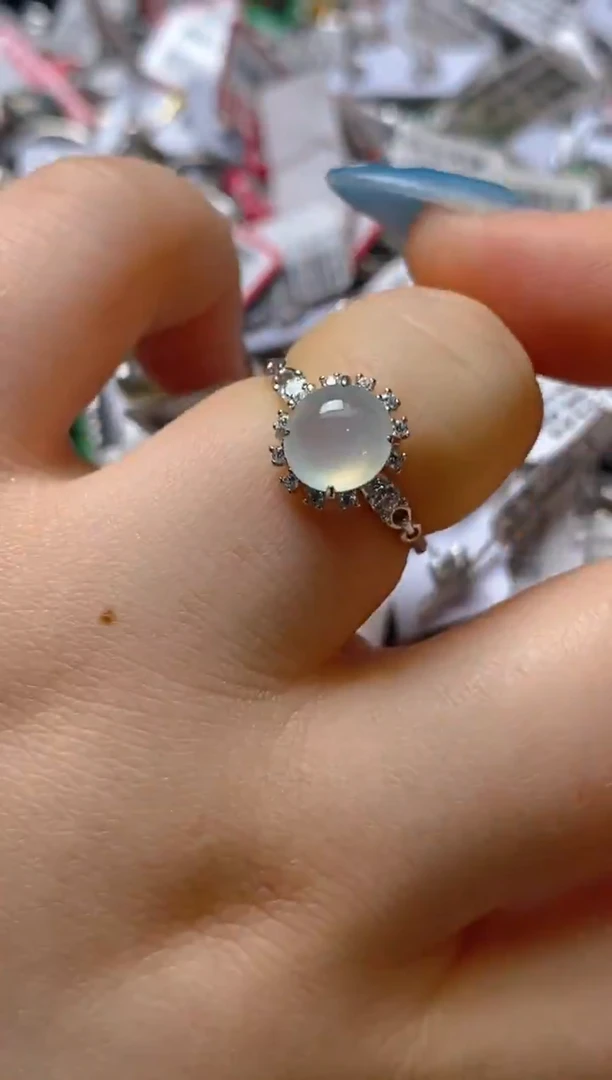 银S925镶嵌戒指翡翠百内无证书