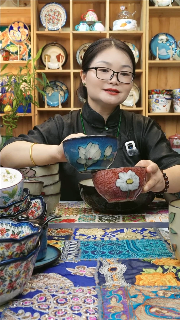 瓷片小可高温瓷餐具米饭碗2只